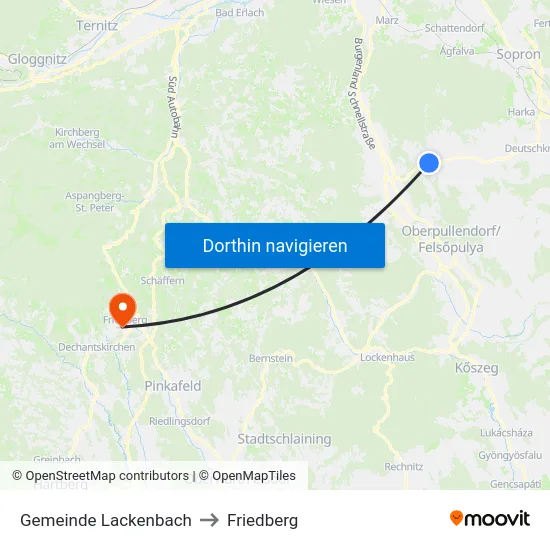 Gemeinde Lackenbach to Friedberg map