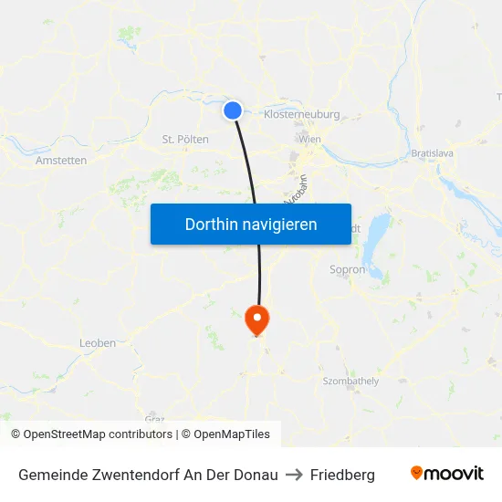 Gemeinde Zwentendorf An Der Donau to Friedberg map