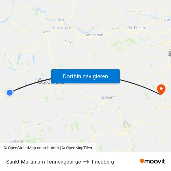 Sankt Martin am Tennengebirge to Friedberg map