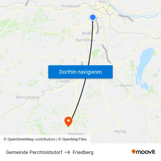 Gemeinde Perchtoldsdorf to Friedberg map