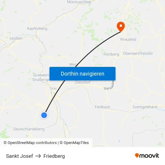 Sankt Josef to Friedberg map