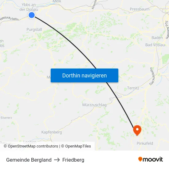Gemeinde Bergland to Friedberg map
