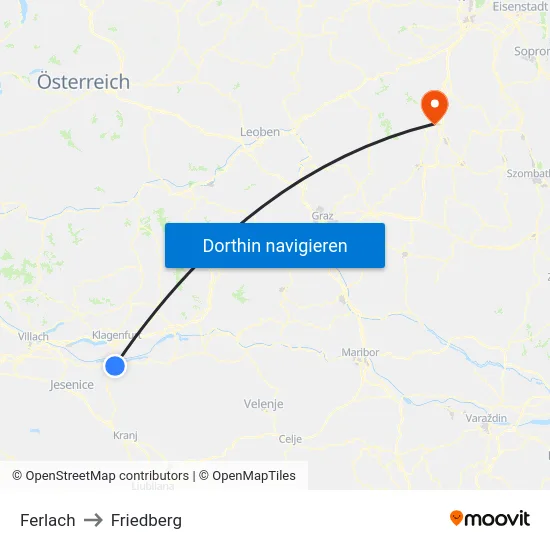Ferlach to Friedberg map