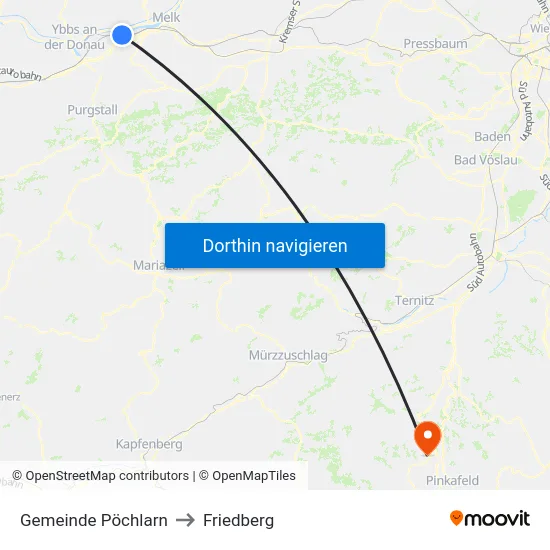 Gemeinde Pöchlarn to Friedberg map