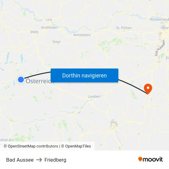 Bad Aussee to Friedberg map