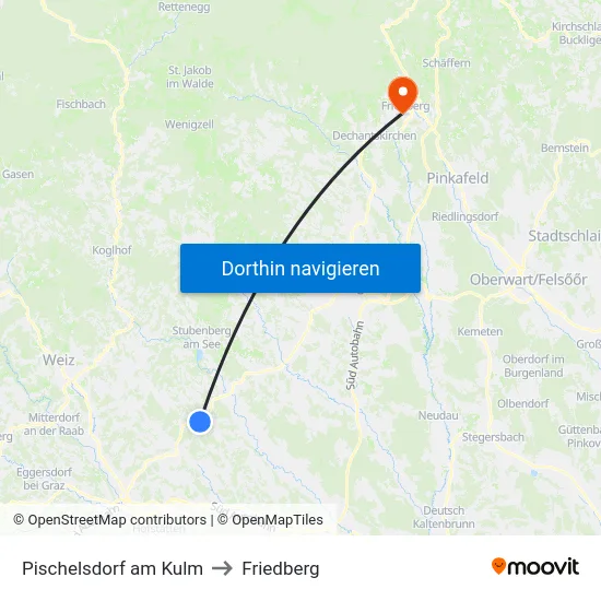 Pischelsdorf am Kulm to Friedberg map