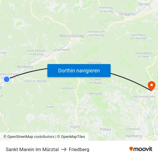 Sankt Marein Im Mürztal to Friedberg map