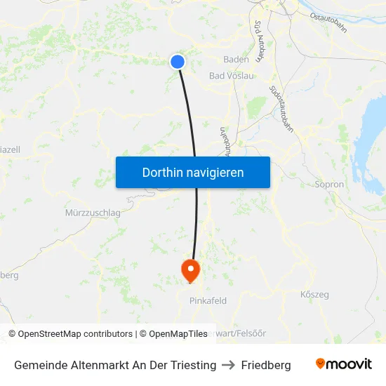 Gemeinde Altenmarkt An Der Triesting to Friedberg map