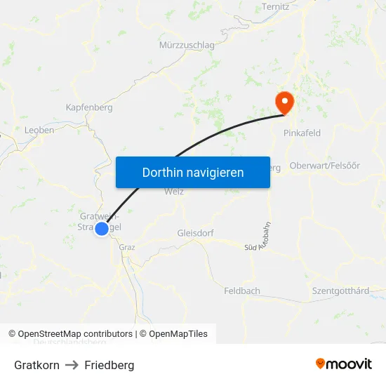 Gratkorn to Friedberg map