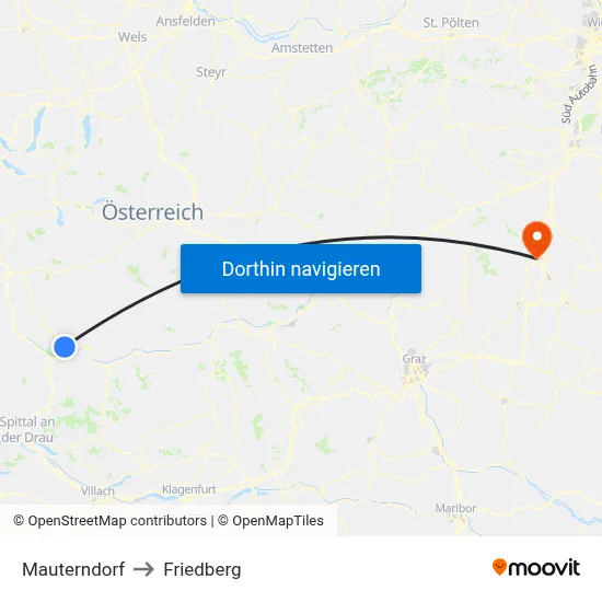Mauterndorf to Friedberg map