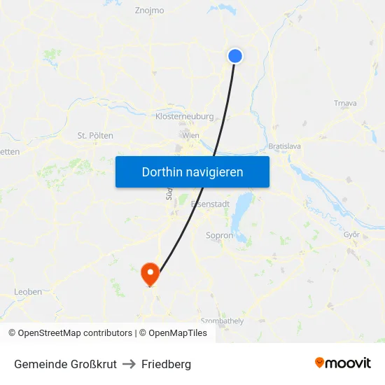 Gemeinde Großkrut to Friedberg map