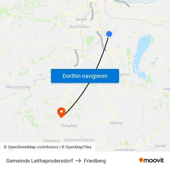 Gemeinde Leithaprodersdorf to Friedberg map