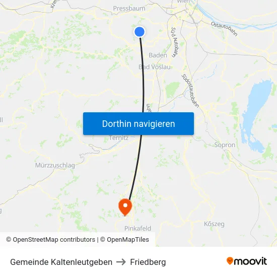 Gemeinde Kaltenleutgeben to Friedberg map