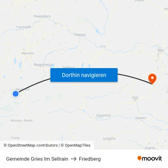 Gemeinde Gries Im Sellrain to Friedberg map