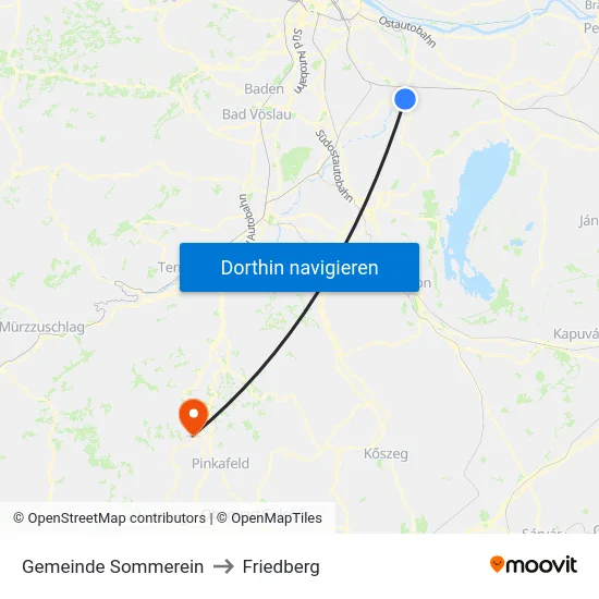 Gemeinde Sommerein to Friedberg map