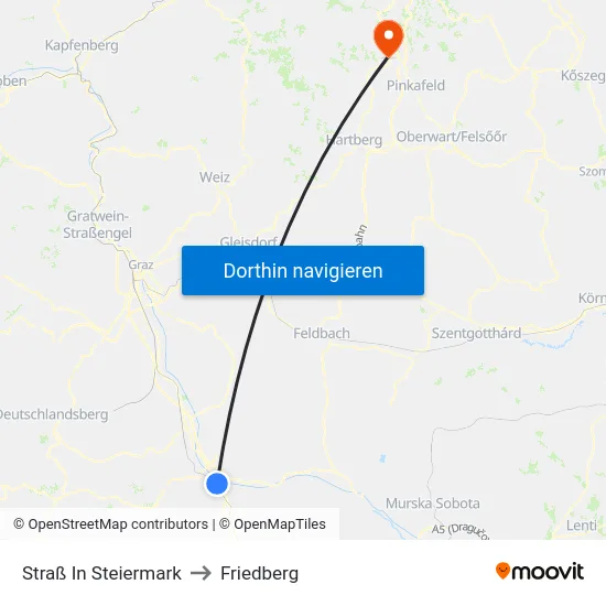 Straß In Steiermark to Friedberg map