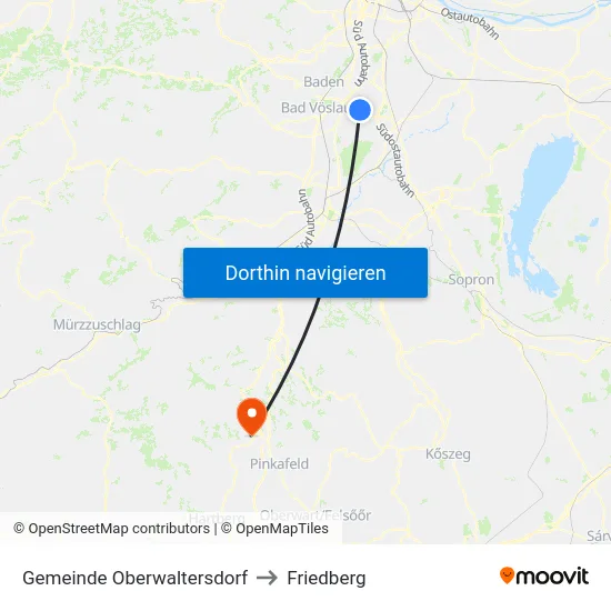 Gemeinde Oberwaltersdorf to Friedberg map
