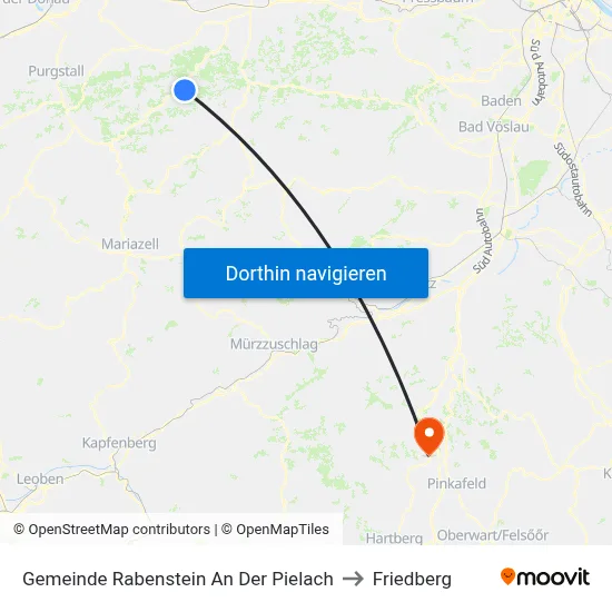 Gemeinde Rabenstein An Der Pielach to Friedberg map