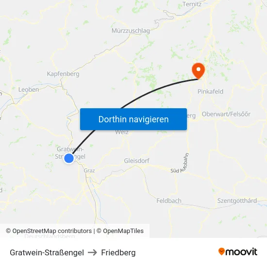 Gratwein-Straßengel to Friedberg map