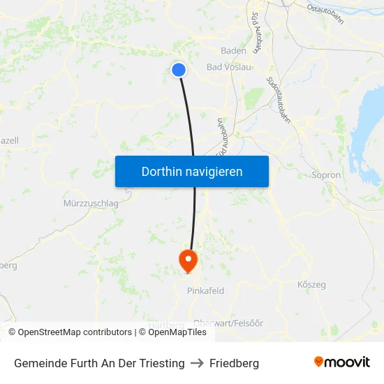 Gemeinde Furth An Der Triesting to Friedberg map