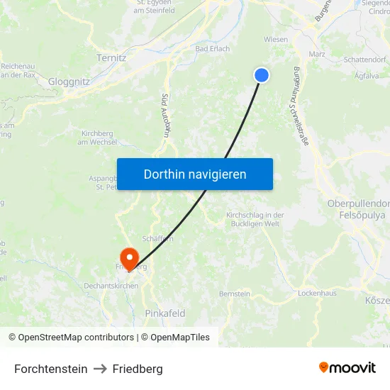 Forchtenstein to Friedberg map