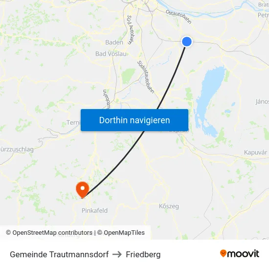 Gemeinde Trautmannsdorf to Friedberg map