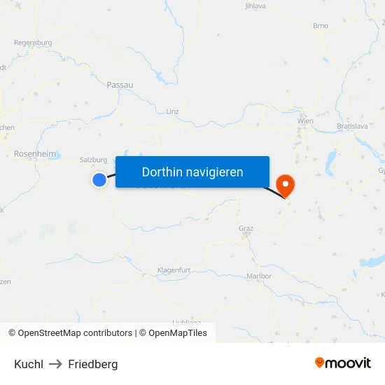Kuchl to Friedberg map