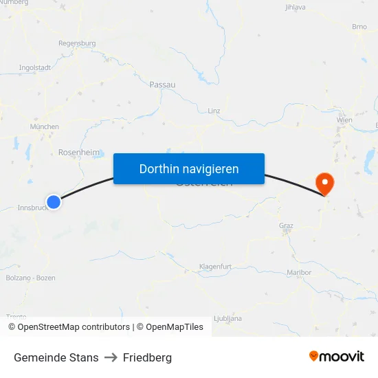 Gemeinde Stans to Friedberg map