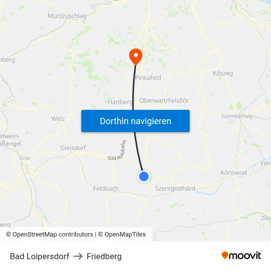 Bad Loipersdorf to Friedberg map