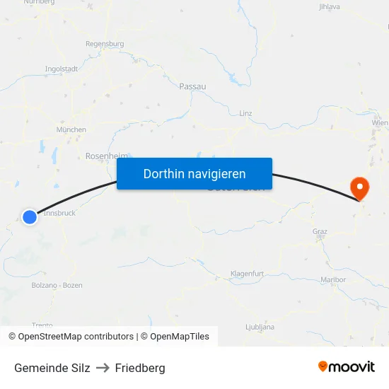 Gemeinde Silz to Friedberg map