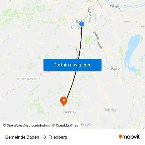 Gemeinde Baden to Friedberg map