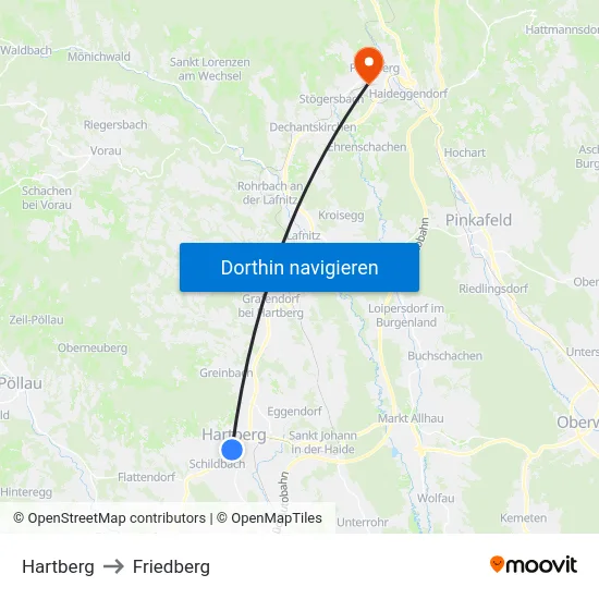 Hartberg to Friedberg map