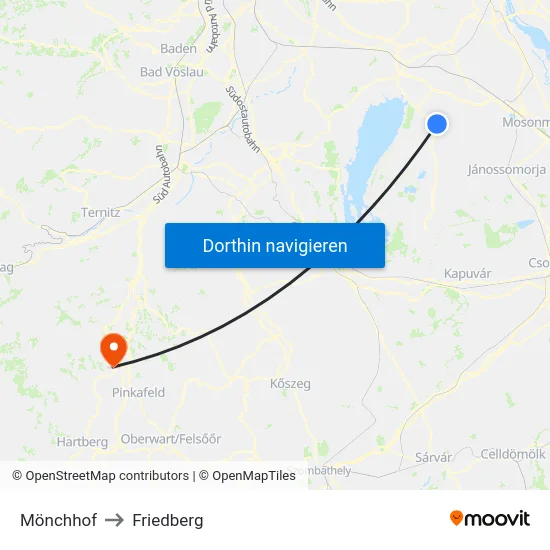 Mönchhof to Friedberg map