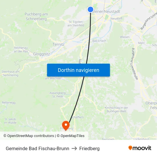 Gemeinde Bad Fischau-Brunn to Friedberg map