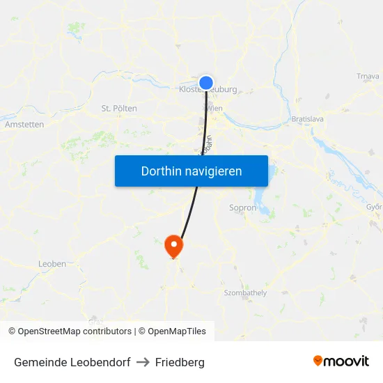 Gemeinde Leobendorf to Friedberg map