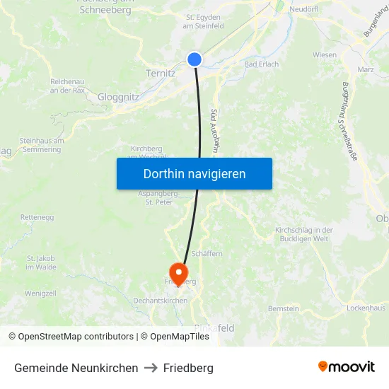 Gemeinde Neunkirchen to Friedberg map