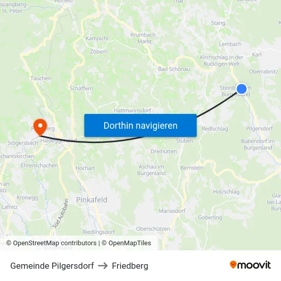 Gemeinde Pilgersdorf to Friedberg map