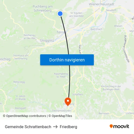 Gemeinde Schrattenbach to Friedberg map