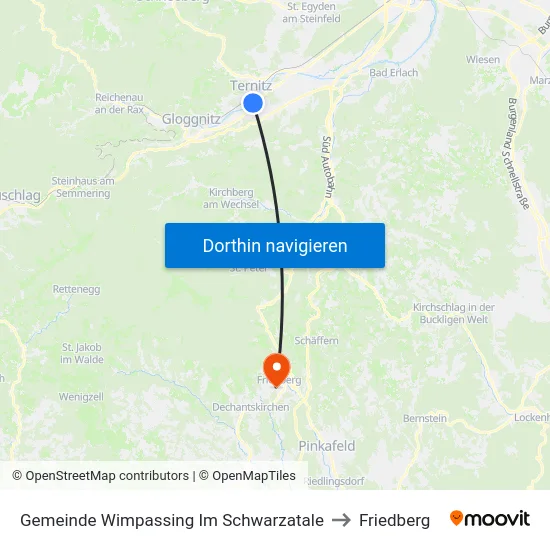 Gemeinde Wimpassing Im Schwarzatale to Friedberg map