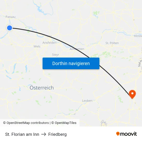 St. Florian am Inn to Friedberg map
