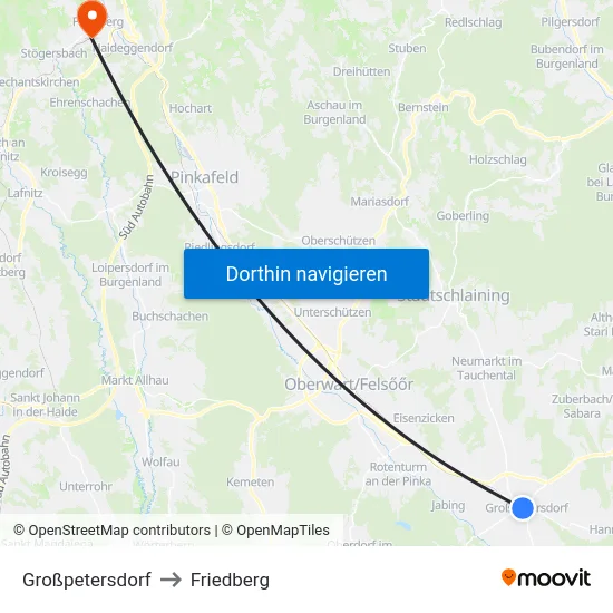 Großpetersdorf to Friedberg map
