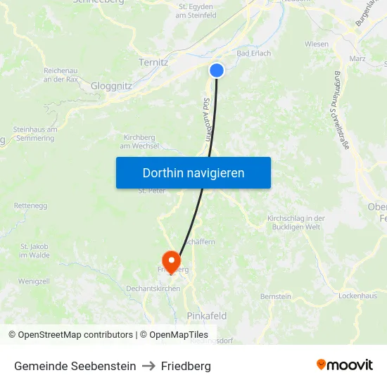 Gemeinde Seebenstein to Friedberg map