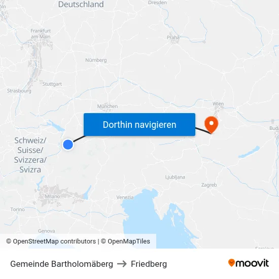 Gemeinde Bartholomäberg to Friedberg map