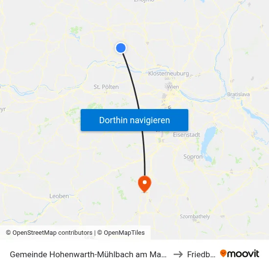 Gemeinde Hohenwarth-Mühlbach am Manhartsberg to Friedberg map