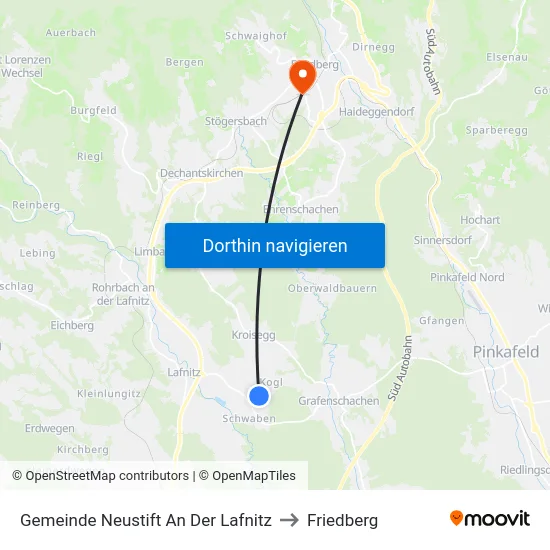 Gemeinde Neustift An Der Lafnitz to Friedberg map