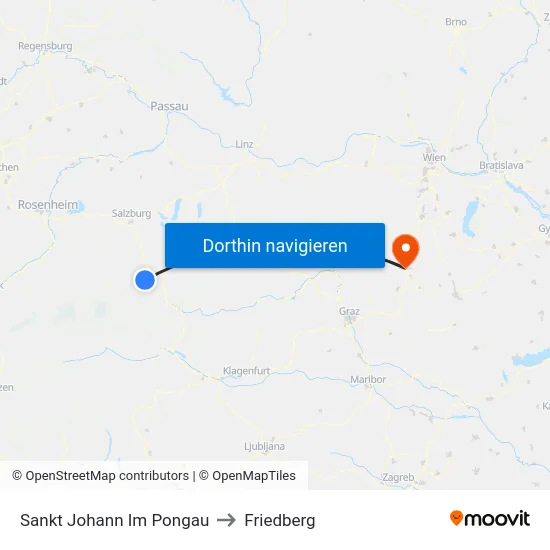 Sankt Johann Im Pongau to Friedberg map