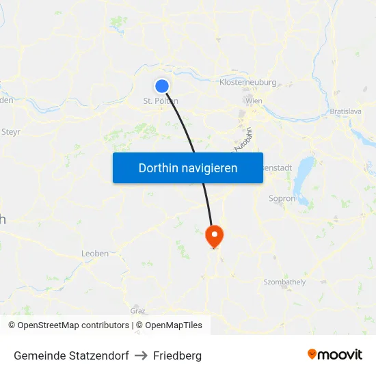 Gemeinde Statzendorf to Friedberg map