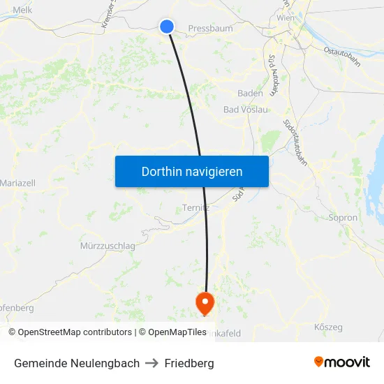 Gemeinde Neulengbach to Friedberg map