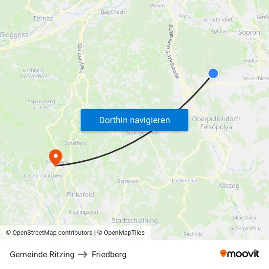 Gemeinde Ritzing to Friedberg map