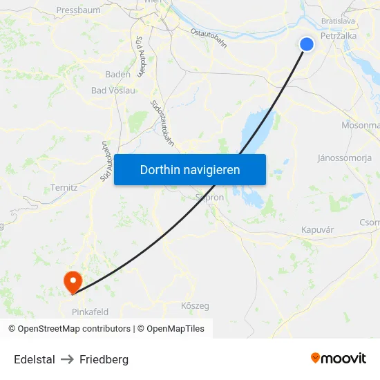 Edelstal to Friedberg map